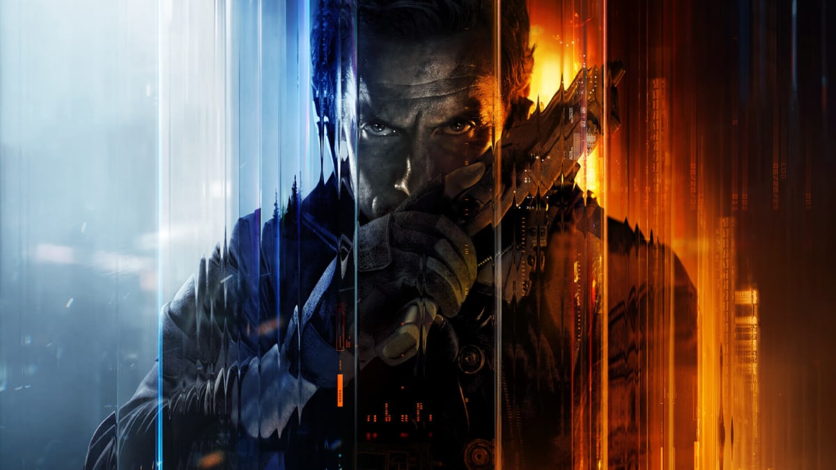 Artwork for the Xbox Game Studios game Call of Duty: Black Ops 7, depicting a man with a gun fragmented by a filter